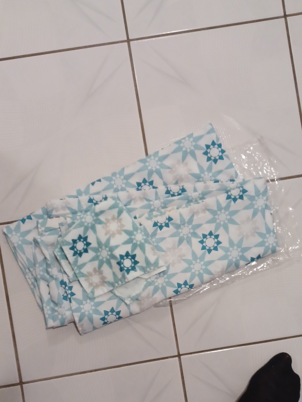 4/$80 New Blue Star Pattern Shower Curtain & Wash Cloth